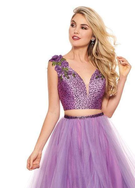 Rachel Allan - 6412 Two-Piece Floral Motif Shoulders Tiered Tulle Gown Formal Gowns 7 Rachel Allan - 6412 Two-Piece Floral Motif Shoulders Tiered Tulle Gown Formal Gowns