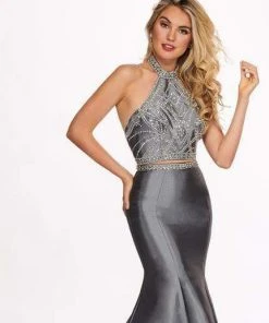 Rachel Allan - 6418 Two-Piece Crystal Bodice Trumpet Gown Formal Gowns