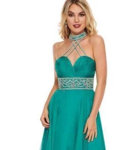 Rachel Allan - 6421 Rhinestone Ornate Collared Sweetheart Chiffon Gown