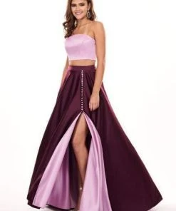 Rachel Allan - 6422 Two Piece Matte Satin A-line Dress Formal Gowns