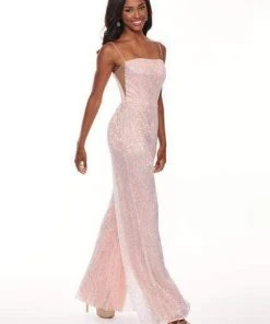 Rachel Allan - 6426 Sequined Straight-Across Jumpsuit