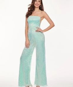 Rachel Allan - 6426 Sequined Straight-Across Jumpsuit 11 Rachel Allan - 6426 Sequined Straight-Across Jumpsuit