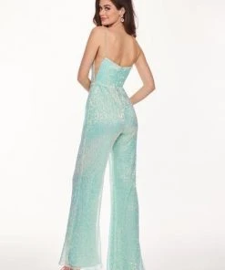Rachel Allan - 6426 Sequined Straight-Across Jumpsuit 12 Rachel Allan - 6426 Sequined Straight-Across Jumpsuit
