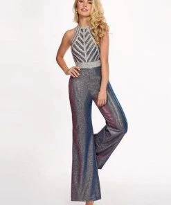 Rachel Allan - 6441 Embellished Halter Fitted Jumpsuit 10 Rachel Allan - 6441 Embellished Halter Fitted Jumpsuit