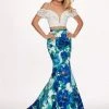 Formal Gowns Rachel Allan - 6449 Two Piece Ruffled Off-Shoulder Floral Dress