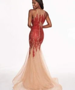 Formal Gowns Rachel Allan - 6452 Embellished Halter Jersey Tulle Trumpet Dress 19 Formal Gowns Rachel Allan - 6452 Embellished Halter Jersey Tulle Trumpet Dress