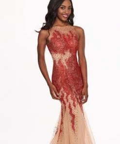 Formal Gowns Rachel Allan - 6452 Embellished Halter Jersey Tulle Trumpet Dress 20 Formal Gowns Rachel Allan - 6452 Embellished Halter Jersey Tulle Trumpet Dress