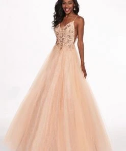 Rachel Allan - 6458 Beaded V-neck Tulle Ballgown Formal Gowns 5 Rachel Allan - 6458 Beaded V-neck Tulle Ballgown Formal Gowns