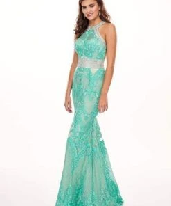 Rachel Allan - 6462 Crystal Embroidered Halter Mermaid Dress Formal Gowns 20 Rachel Allan - 6462 Crystal Embroidered Halter Mermaid Dress Formal Gowns