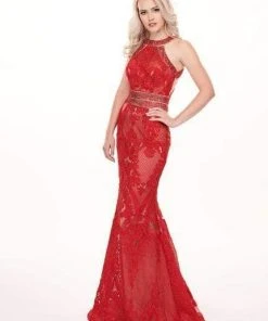 Rachel Allan - 6462 Crystal Embroidered Halter Mermaid Dress Formal Gowns 24 Rachel Allan - 6462 Crystal Embroidered Halter Mermaid Dress Formal Gowns
