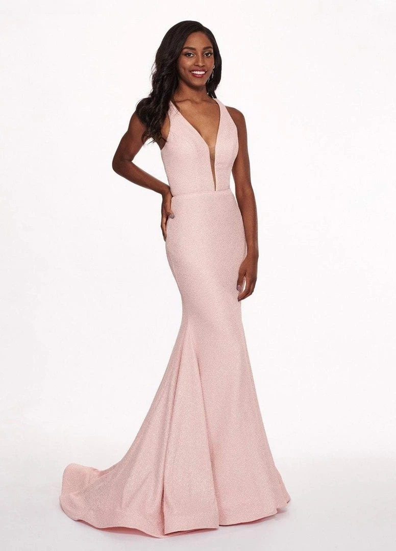 Rachel Allan - 6472 Deep V-neck Jersey Trumpet Dress With Train 3 Rachel Allan - 6472 Deep V-neck Jersey Trumpet Dress With Train