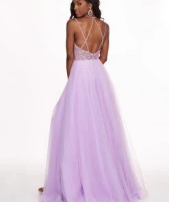 Rachel Allan - 6493 Embroidered V-neck Swiss Dot Crepe A-Line Gown Formal Gowns 8 Rachel Allan - 6493 Embroidered V-neck Swiss Dot Crepe A-Line Gown Formal Gowns