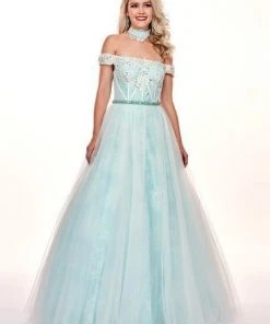 Rachel Allan - 6516 Lace Accent Choker Off Shoulder Ballgown Formal Gowns 16 Rachel Allan - 6516 Lace Accent Choker Off Shoulder Ballgown Formal Gowns