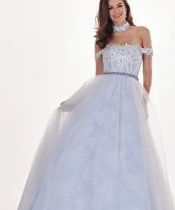 Rachel Allan - 6516 Lace Accent Choker Off Shoulder Ballgown Formal Gowns 12 Rachel Allan - 6516 Lace Accent Choker Off Shoulder Ballgown Formal Gowns