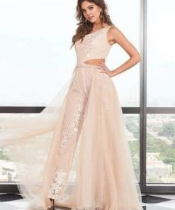 Plus Size Dresses Rachel Allan - 6527 Asymmetrical Jumpsuit With Overlay 23 Plus Size Dresses Rachel Allan - 6527 Asymmetrical Jumpsuit With Overlay