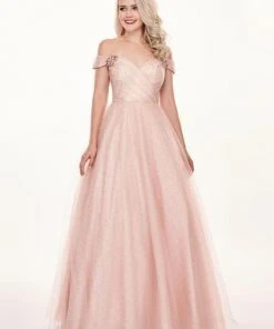 Rachel Allan - 6530 Sequined Off-Shoulder Tulle Ballgown Formal Gowns
