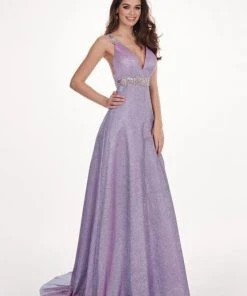 Formal Gowns Rachel Allan - 6547 Beaded Glitter Jersey A-Line Gown