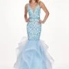 Rachel Allan - 6548 Plunging V-Neck Ruffled Mermaid Dress