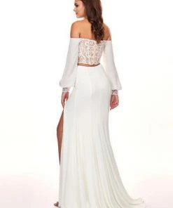 Rachel Allan - 6554 Bishop Sleeve Illusion Corset Bodice Gown Formal Gowns