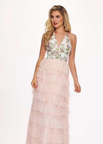 Rachel Allan - 6555 Beaded Floral Plunging Halter Dress Formal Gowns 5 Rachel Allan - 6555 Beaded Floral Plunging Halter Dress Formal Gowns