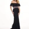 Formal Gowns Rachel Allan - 6563 Sheer Ruffled Off-Shoulder Long Dress - 1 Pc Black In Size 10 Available