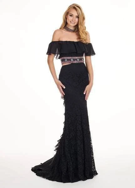 Formal Gowns Rachel Allan - 6563 Sheer Ruffled Off-Shoulder Long Dress - 1 Pc Black In Size 10 Available 3 Formal Gowns Rachel Allan - 6563 Sheer Ruffled Off-Shoulder Long Dress - 1 Pc Black In Size 10 Available
