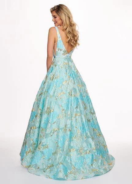 Formal Gowns Rachel Allan - 6564 Plunging V-Neck Printed Brocade Gown 4 Formal Gowns Rachel Allan - 6564 Plunging V-Neck Printed Brocade Gown