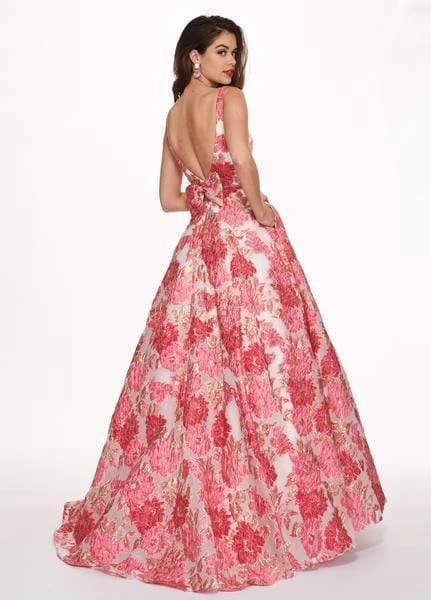 Formal Gowns Rachel Allan - 6564 Plunging V-Neck Printed Brocade Gown 7 Formal Gowns Rachel Allan - 6564 Plunging V-Neck Printed Brocade Gown