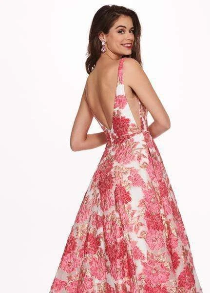 Formal Gowns Rachel Allan - 6564 Plunging V-Neck Printed Brocade Gown 9 Formal Gowns Rachel Allan - 6564 Plunging V-Neck Printed Brocade Gown