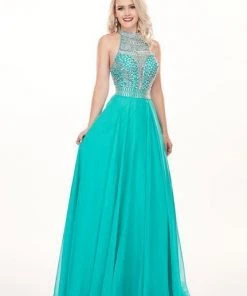 Rachel Allan - 6568 Crystal Embellished Illusion Top Chiffon Gown Formal Gowns 18 Rachel Allan - 6568 Crystal Embellished Illusion Top Chiffon Gown Formal Gowns