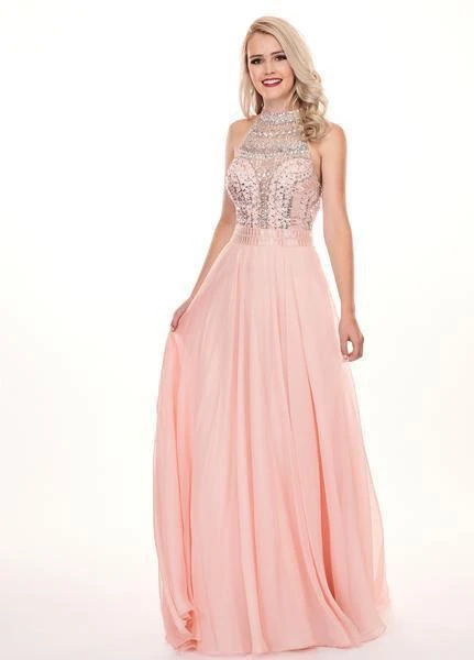 Rachel Allan - 6568 Crystal Embellished Illusion Top Chiffon Gown Formal Gowns 3 Rachel Allan - 6568 Crystal Embellished Illusion Top Chiffon Gown Formal Gowns