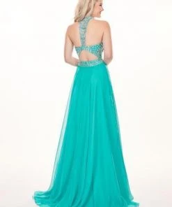 Rachel Allan - 6568 Crystal Embellished Illusion Top Chiffon Gown Formal Gowns 19 Rachel Allan - 6568 Crystal Embellished Illusion Top Chiffon Gown Formal Gowns