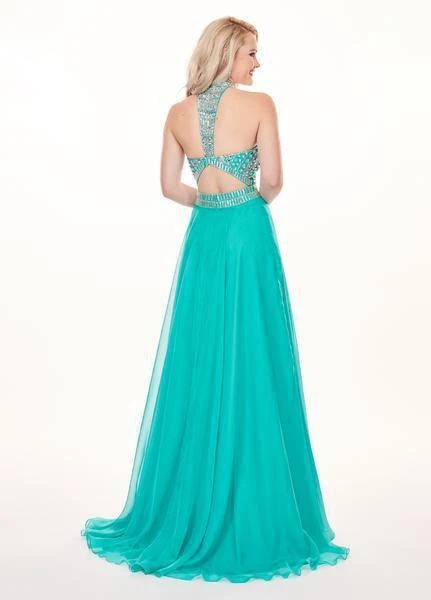 Rachel Allan - 6568 Crystal Embellished Illusion Top Chiffon Gown Formal Gowns 9 Rachel Allan - 6568 Crystal Embellished Illusion Top Chiffon Gown Formal Gowns
