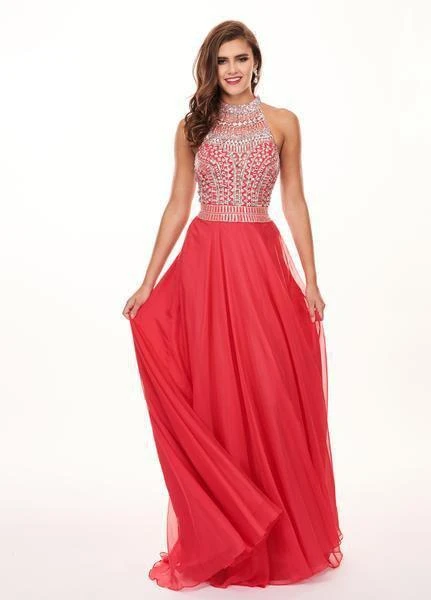 Rachel Allan - 6568 Crystal Embellished Illusion Top Chiffon Gown Formal Gowns 6 Rachel Allan - 6568 Crystal Embellished Illusion Top Chiffon Gown Formal Gowns