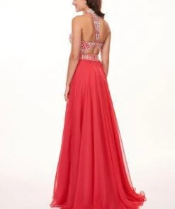 Rachel Allan - 6568 Crystal Embellished Illusion Top Chiffon Gown Formal Gowns 17 Rachel Allan - 6568 Crystal Embellished Illusion Top Chiffon Gown Formal Gowns