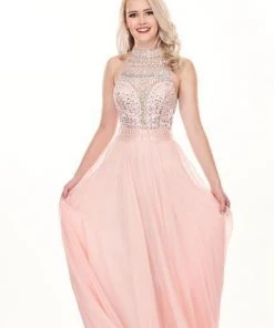 Rachel Allan - 6568 Crystal Embellished Illusion Top Chiffon Gown Formal Gowns 15 Rachel Allan - 6568 Crystal Embellished Illusion Top Chiffon Gown Formal Gowns