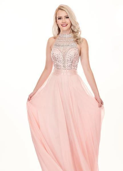 Rachel Allan - 6568 Crystal Embellished Illusion Top Chiffon Gown Formal Gowns 5 Rachel Allan - 6568 Crystal Embellished Illusion Top Chiffon Gown Formal Gowns