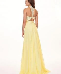 Rachel Allan - 6568 Crystal Embellished Illusion Top Chiffon Gown Formal Gowns 22 Rachel Allan - 6568 Crystal Embellished Illusion Top Chiffon Gown Formal Gowns