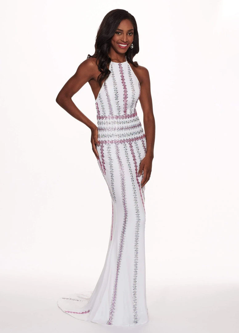Rachel Allan - 6575 Beaded Halter Jersey Trumpet Dress 3 Rachel Allan - 6575 Beaded Halter Jersey Trumpet Dress