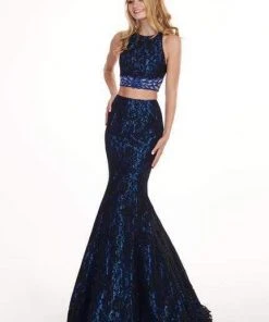Rachel Allan - 6578 Two-Piece Floral Beaded Lace Mermaid Gown Formal Gowns