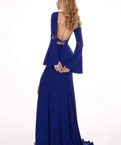 Rachel Allan - 6585 Floral Beaded Two Piece Long Sleeve Jersey Dress 10 Rachel Allan - 6585 Floral Beaded Two Piece Long Sleeve Jersey Dress