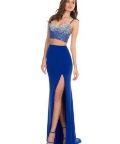 Rachel Allan - 6599 Beaded Sweetheart Dress With Slit