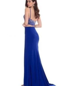 Rachel Allan - 6599 Beaded Sweetheart Dress With Slit