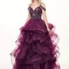Rachel Allan - 6605 Beaded Cold Shoulders Ruffles Organza Ballgown