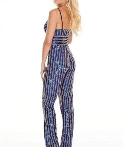 Rachel Allan - Beaded Formal Jumpsuit 7028 - 1 Pc Navy Gold Multi In Size 00 Available 5 Rachel Allan - Beaded Formal Jumpsuit 7028 - 1 Pc Navy Gold Multi In Size 00 Available