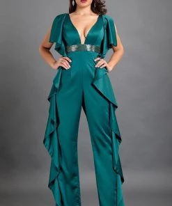 Rachel Allan Couture - 8308 Embellished Deep V-neck Jumpsuit 5 Rachel Allan Couture - 8308 Embellished Deep V-neck Jumpsuit