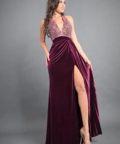 Formal Gowns Rachel Allan Couture - 8345 Beaded Halter Velvet A-line Dress 8 Formal Gowns Rachel Allan Couture - 8345 Beaded Halter Velvet A-line Dress