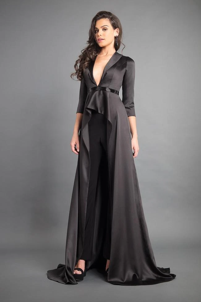 Rachel Allan Couture - 8349 Plunging V-neck Satin Jumpsuit 3 Rachel Allan Couture - 8349 Plunging V-neck Satin Jumpsuit