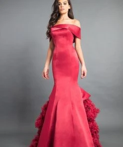 Rachel Allan Couture - 8355 Satin Off-Shoulder Ruffled Mermaid Dress Formal Gowns 8 Rachel Allan Couture - 8355 Satin Off-Shoulder Ruffled Mermaid Dress Formal Gowns