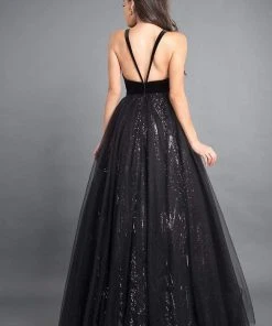 Formal Gowns Rachel Allan Couture - 8364 Velvet V-neck Sequined Tulle Ballgown